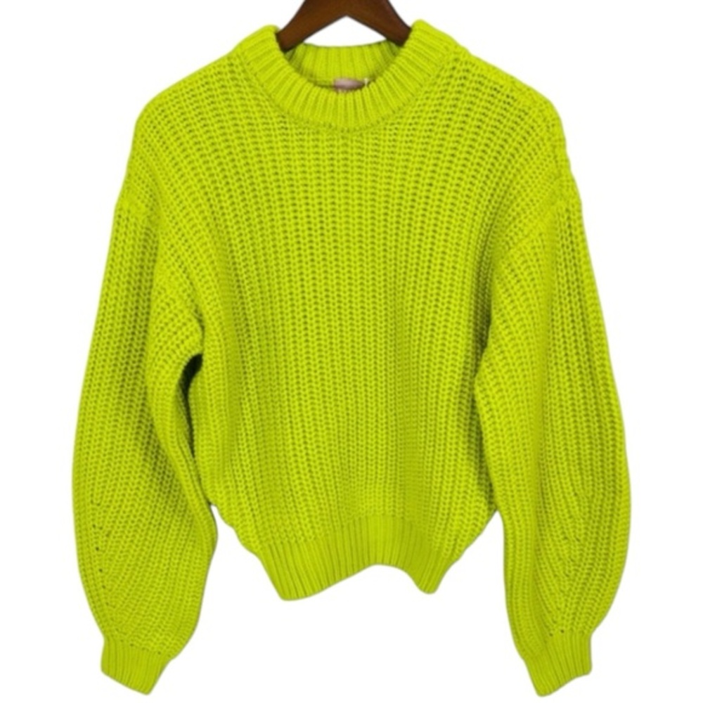 Show Me Your Mumu Sweater Bailey Green Cable Knit Crewneck Various Sizes NWT - Picture 2 of 10